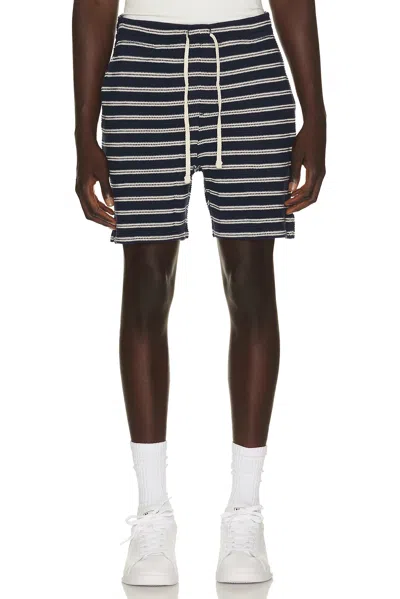 Polo Ralph Lauren Cotton Club Bar Stripe Textured Pull On Short In Blue