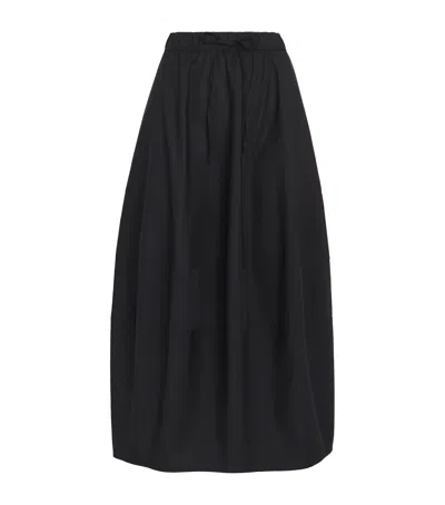 Polo Ralph Lauren Cotton Cocoon Midi Skirt In Black