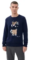 Polo Ralph Lauren Cotton Coolmax Novelty Bear Sweater Refined Navy In Blue