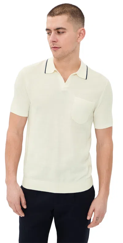 Polo Ralph Lauren Cotton Coomax Johnny Collar Sweater Polo White Splash/refined Navy