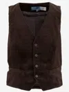 Polo Ralph Lauren Buttoned Corduroy Waistcoat In Brown