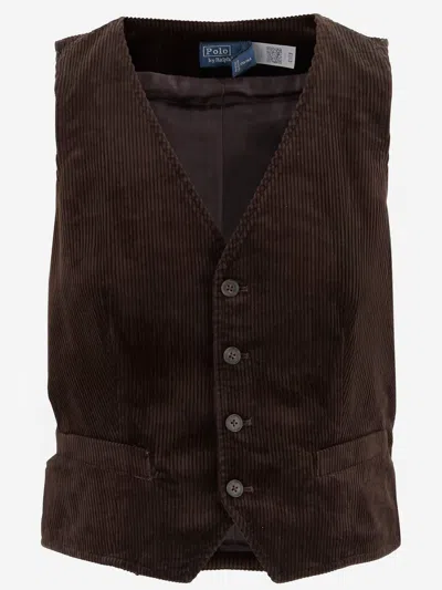 Polo Ralph Lauren Cotton Corduroy Waistcoat In Brown