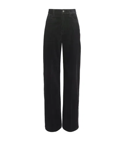 Polo Ralph Lauren Cotton Corduroy Wide-leg Trousers In Black