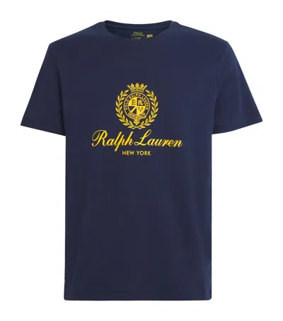 Polo Ralph Lauren Cotton Crest Print T-shirt In Blue