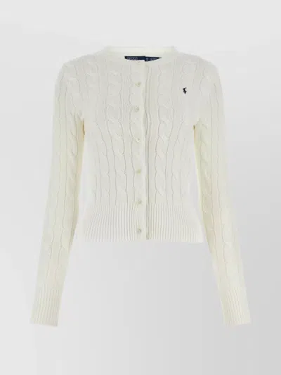 Polo Ralph Lauren Cotton Crew Neck Cardigan In White