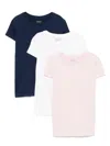 Polo Ralph Lauren Cotton Crew-neck T-shirt (set Of Three) In Blue