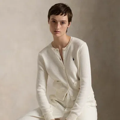 Polo Ralph Lauren Cotton Crewneck Cardigan In White
