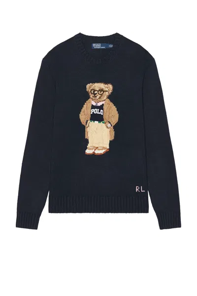 POLO RALPH LAUREN COTTON CREWNECK NOVELTY BEAR SWEATER