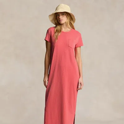 Polo Ralph Lauren Cotton Crewneck Pocket T-shirt Dress In Pink