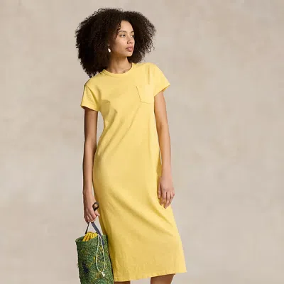 Polo Ralph Lauren Cotton Crewneck Pocket T-shirt Dress In Yellow