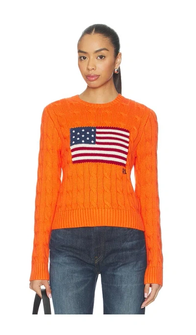 Polo Ralph Lauren Cotton Crewneck Pullover Sweater In Orange