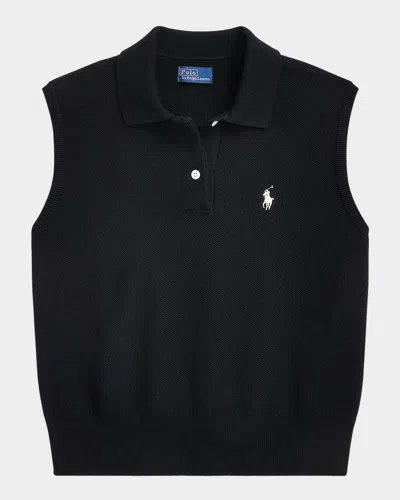 Polo Ralph Lauren Cotton Cropped Sleeveless Polo Sweater