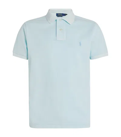 Polo Ralph Lauren Mens Dress Shirt Blue/white Printed Custom Slim-fit Cotton-jersey Polo Shirt