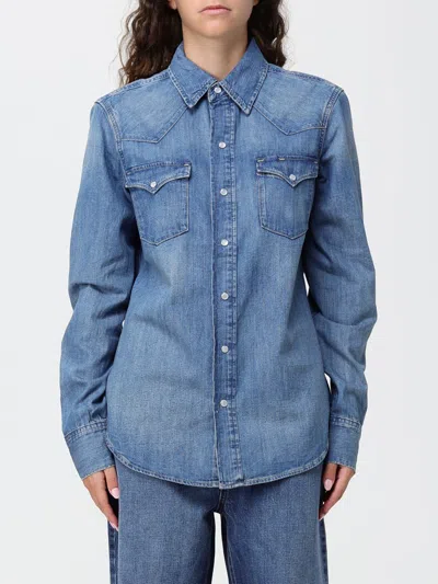 Polo Ralph Lauren Cotton Denim Shirt With Applied Pockets In Blue