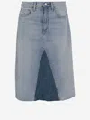 Polo Ralph Lauren Patchwork Denim Midi Skirt In Blue