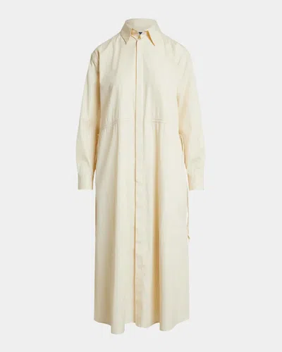 Polo Ralph Lauren Cotton Drawcord Midi Shirtdress In Neutral