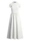 Polo Ralph Lauren Crew Neck Gathered Waist Midi Dress In White