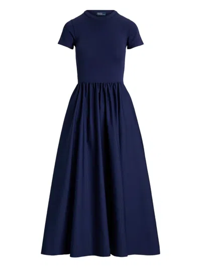 Polo Ralph Lauren Short Sleeve Midi Dress In Blue