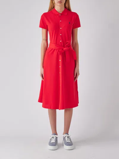 Polo Ralph Lauren Cotton Dress In Corallo