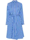 Polo Ralph Lauren Striped Shirtdress With Belted Waist And Pockets In Blue