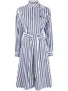 Polo Ralph Lauren Stripe Long Sleeve Cotton Shirtdress In Blue