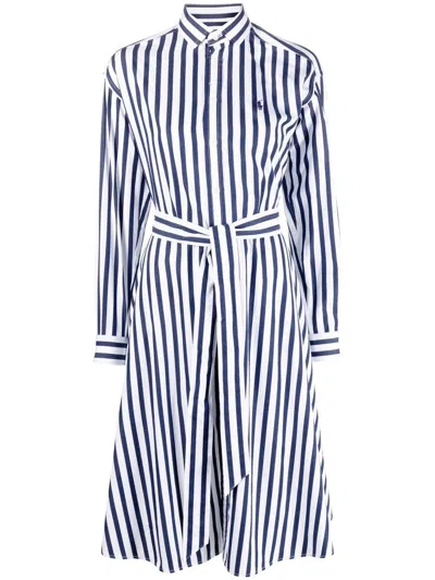 Polo Ralph Lauren Cotton Dress With Belt In Blue