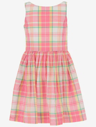 Polo Ralph Lauren Kids' Cotton Dress With Check Pattern In Red