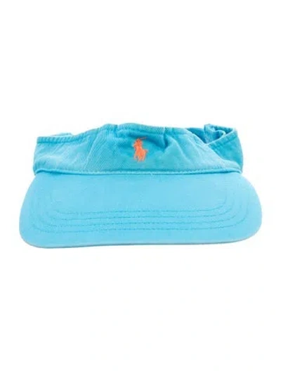 Pre-owned Polo Ralph Lauren Cotton Embroidered Accent Pony Visor In Blue