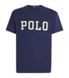 Polo Ralph Lauren Blue Crewneck T-shirt With Logo Lettering On The Fornt And Pony Embroidery On The Front