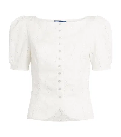 Polo Ralph Lauren Cotton Eyelet Blouse In White