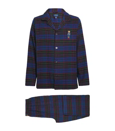 Polo Ralph Lauren Cotton Flannel Polo Bear Pyjama Set In Blue