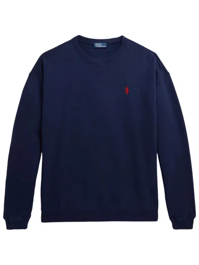 Polo Ralph Lauren Cotton Fleece Crewneck Sweatshirt In Blue