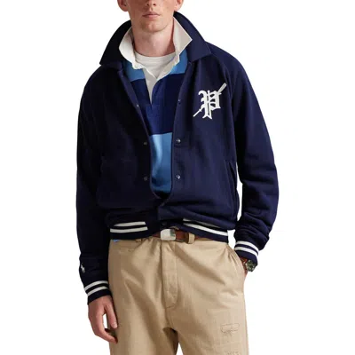 Polo Ralph Lauren Cotton Fleece Varsity Jacket In Blue