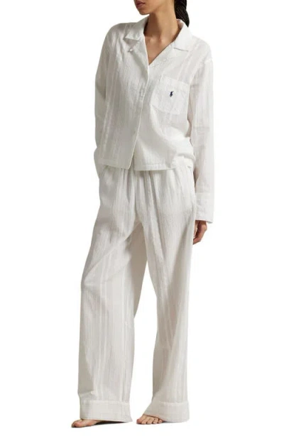 Polo Ralph Lauren Cotton Gauze Pajamas In White Cloud