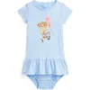 Polo Ralph Lauren Ralph Lauren Cotton Graphic Dress & Bloomers In Office Blue W Bath Pink Ringer
