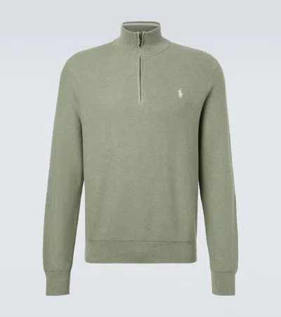 Polo Ralph Lauren Cotton Half-zip Sweater In Green