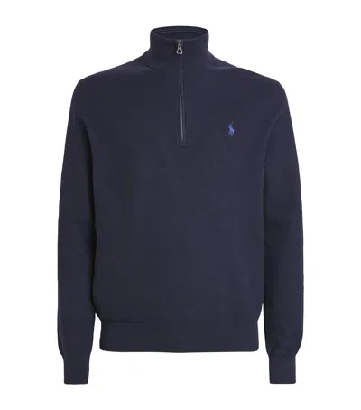 Polo Ralph Lauren Cotton Half-zip Sweater In Navy