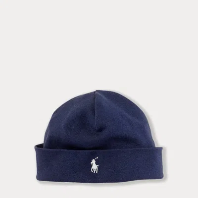 Polo Ralph Lauren Babies' Cotton Interlock Beanie In Refined Navy