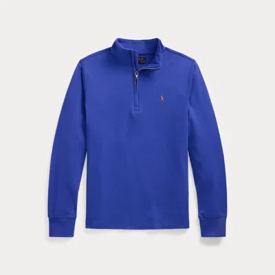 Polo Ralph Lauren Cotton Interlock Quarter-zip Pullover In Travel Blue