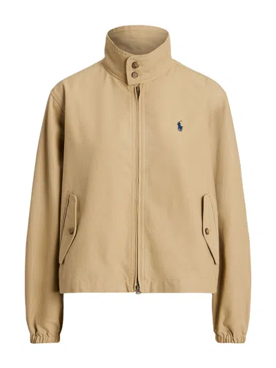 Polo Ralph Lauren Cotton Canvas Zip Jacket In Brown