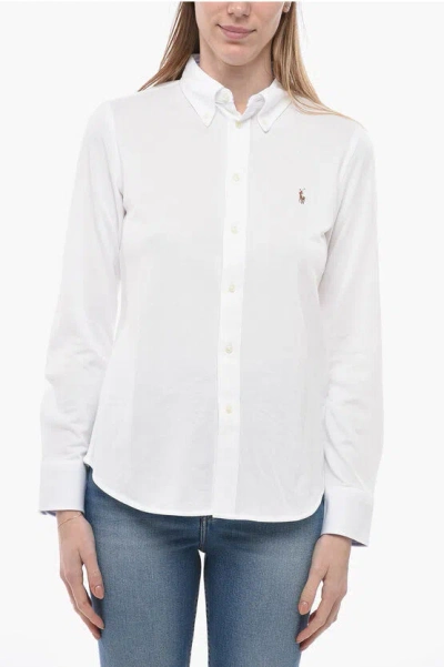 Polo Ralph Lauren Cotton Jersey Button-down Collar Shirt In White