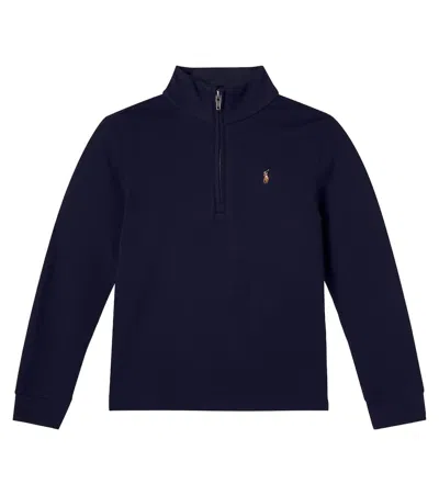 Polo Ralph Lauren Kids' Cotton Jersey Half-zip Sweatshirt In Blue