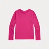 Polo Ralph Lauren Kids' Cotton Jersey Long-sleeve Tee In College Pink W/ Navy