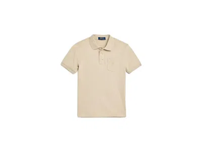 Polo Ralph Lauren Cotton Jersey Pocket Polo Shirt (big Kid) Boy's Clothing Spring Beige: Sm (8 Big Kid) In Neutral