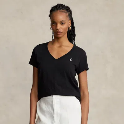 Polo Ralph Lauren Cotton Jersey V-neck T-shirt In Black
