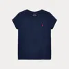 Polo Ralph Lauren Big Girls Cotton Jersey V-neck T-shirt In Newport Navy