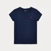 Polo Ralph Lauren Big Girls Cotton Jersey V-neck T-shirt In Newport Navy