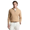 Polo Ralph Lauren Mesh-knit Cotton Quarter-zip Sweater In Brown