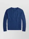 Polo Ralph Lauren Cotton Jumper With Cable Knit Design In Blue