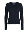 Polo Ralph Lauren Cable-knit Wool-cashmere V-neck Sweater In Blue